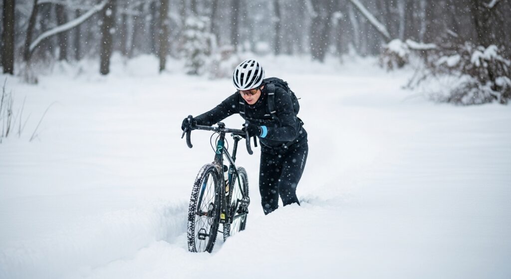 雪で自転車が動かせない!スタック時の対処