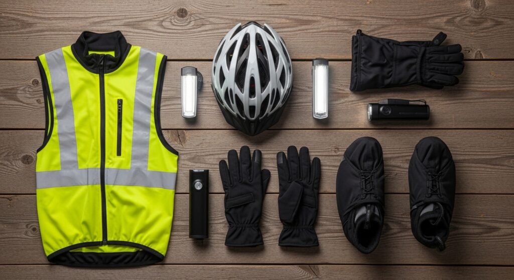 自転車の雪道走行で必須の装備品