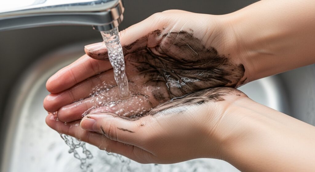 手や肌に付着した油汚れの簡単な落とし方