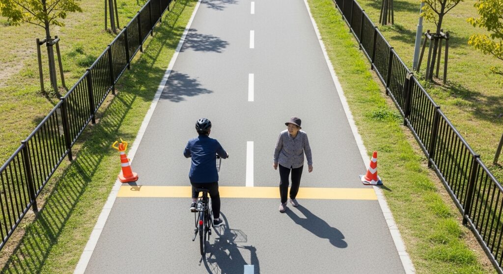 自転車と歩行者の危険感知領域:すれ違いの安全性を高めるには