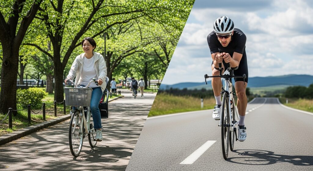 自転車の種類別カロリー消費比較：ママチャリ vs ロードバイク