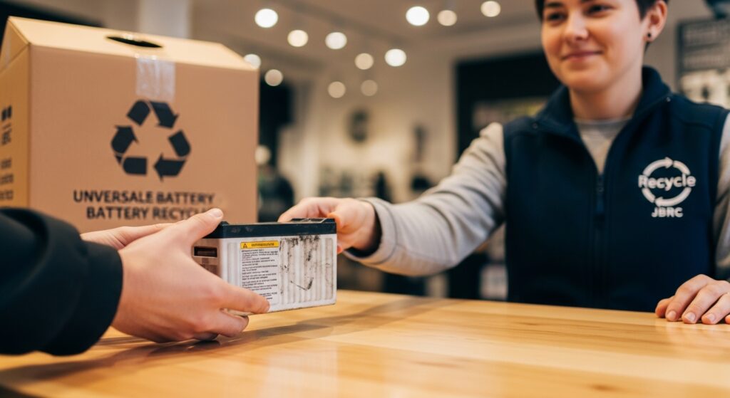 交換後の古いバッテリーの正しい処分方法 (JBRC)