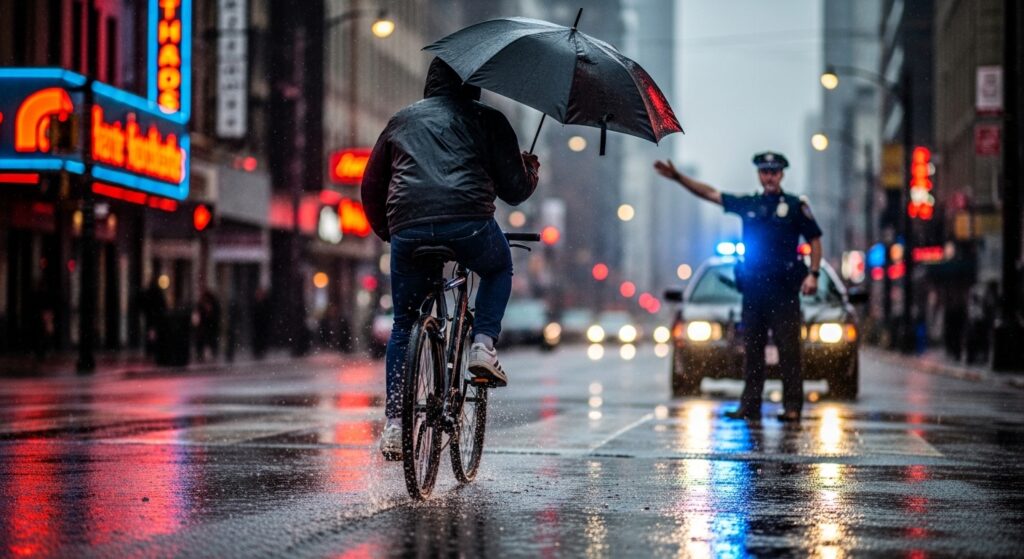 法律違反?雨の日の傘差し運転のリスク