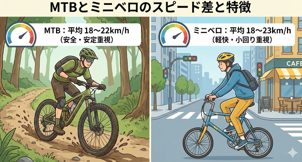 MTBとミニベロのスピード差