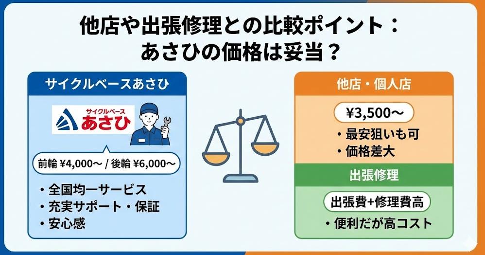 他店や出張修理との比較ポイント