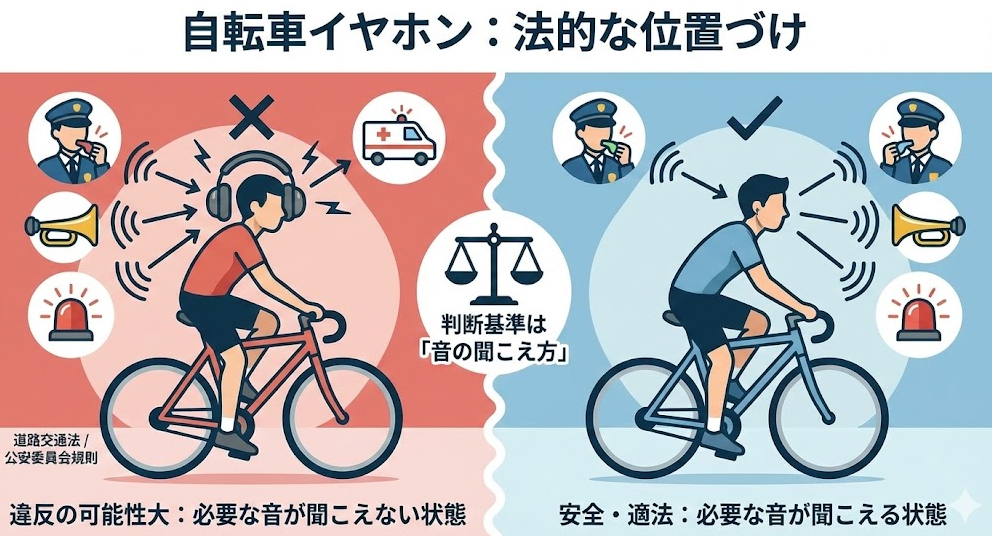 自転車イヤホン違反の法的な位置づけ