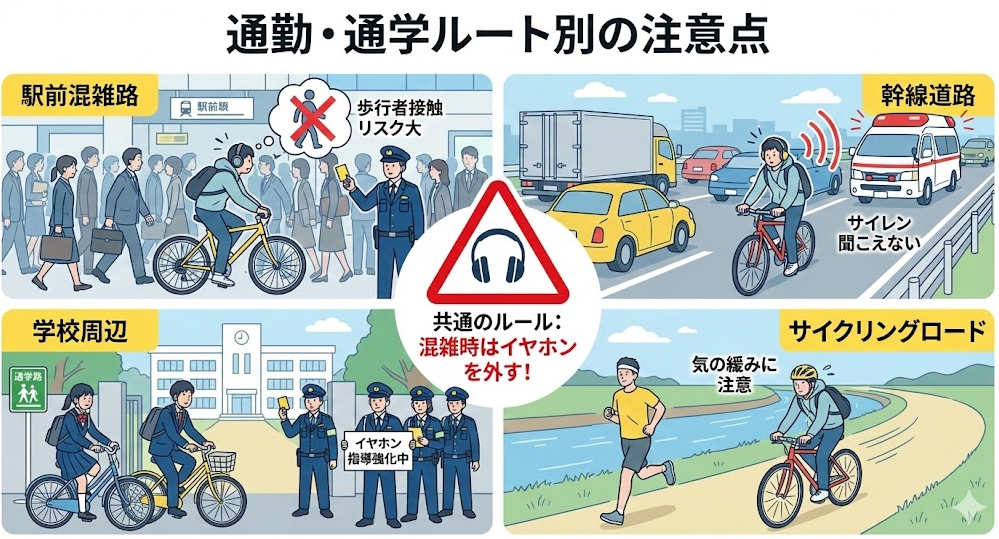 通勤・通学ルート別の注意点