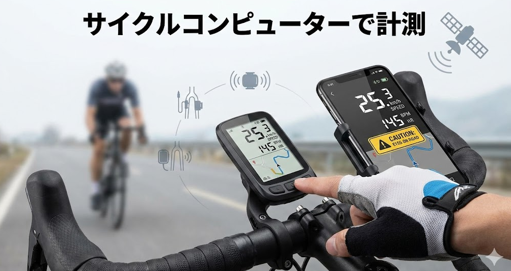 サイクルコンピューターで計測