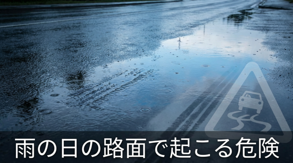 雨の日の路面で起こる危険
