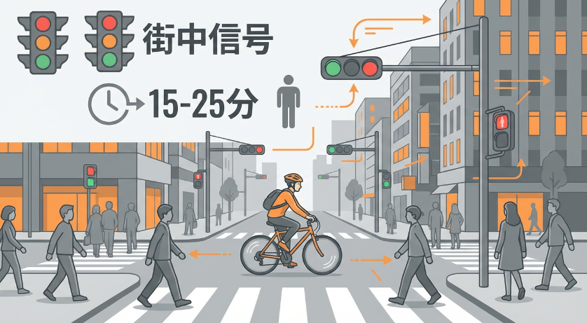 街中の信号込みの所要時間