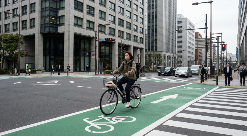 自転車横断帯がある交差点での通行方法
