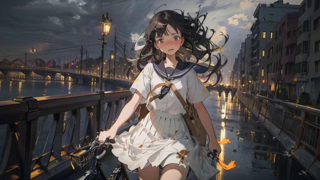 風によるスカートのめくれと片手運転の危険