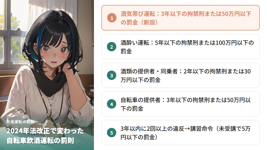 自転車飲酒運転に科される罰則と2024年法改正のポイント
