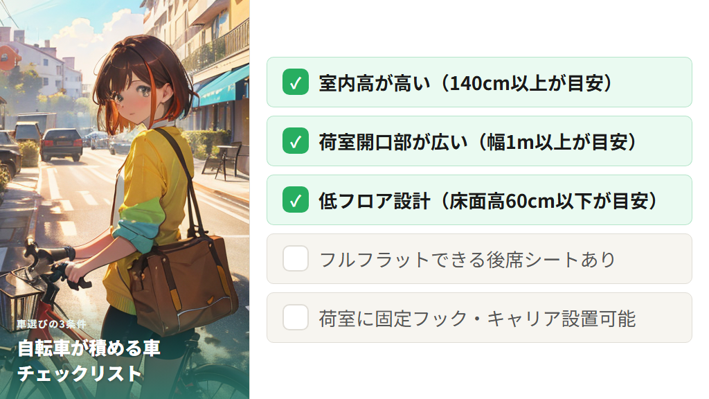 自転車が積める車に共通する3つの条件