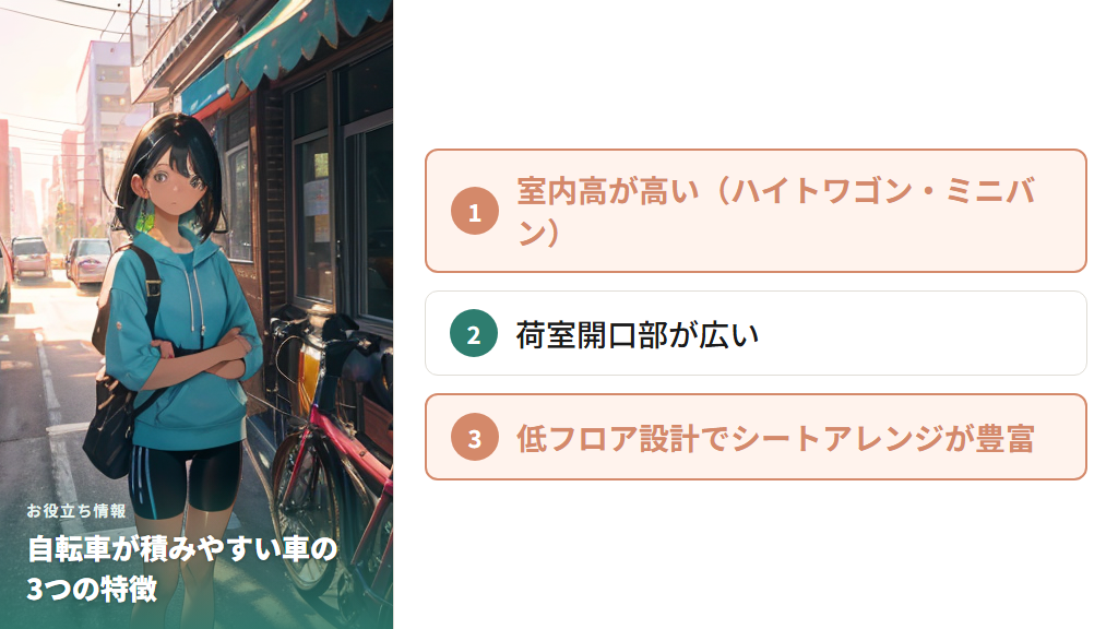 自転車が積みやすい車の3つの特徴