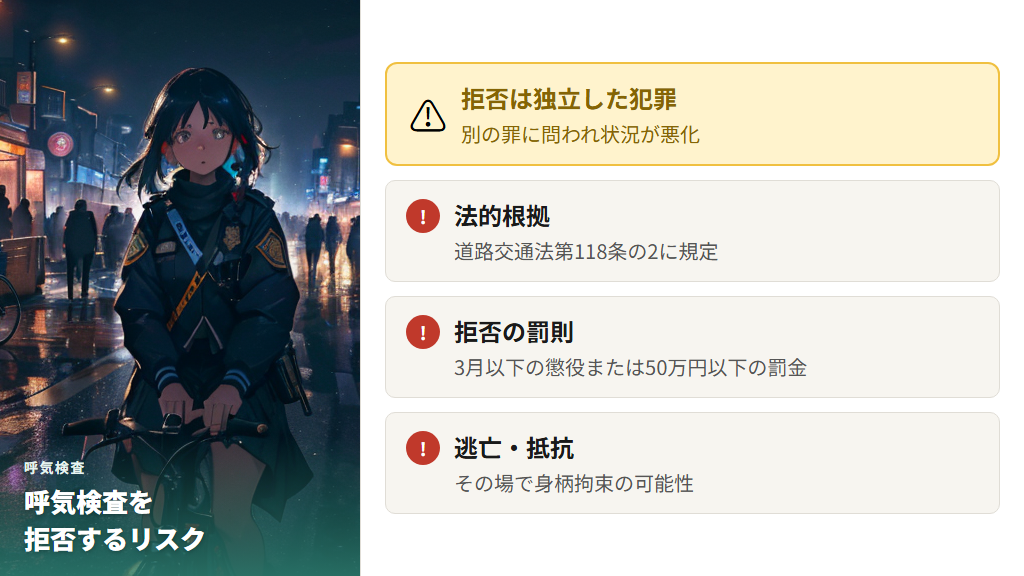 警察の取締り現場と呼気検査を拒否するリスク