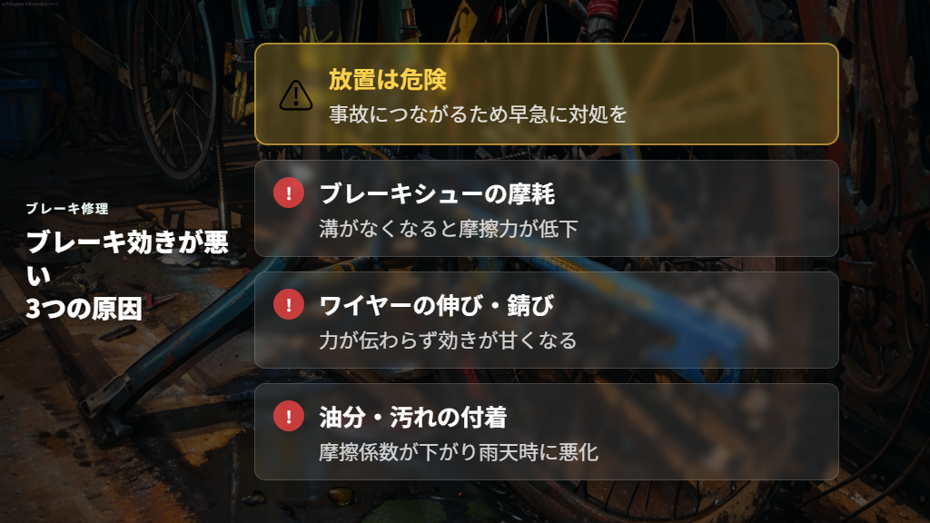 効きが悪い・止まりにくいと感じたときの原因
