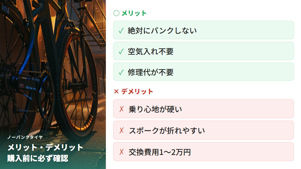 ノーパンクタイヤの知っておくべきデメリット