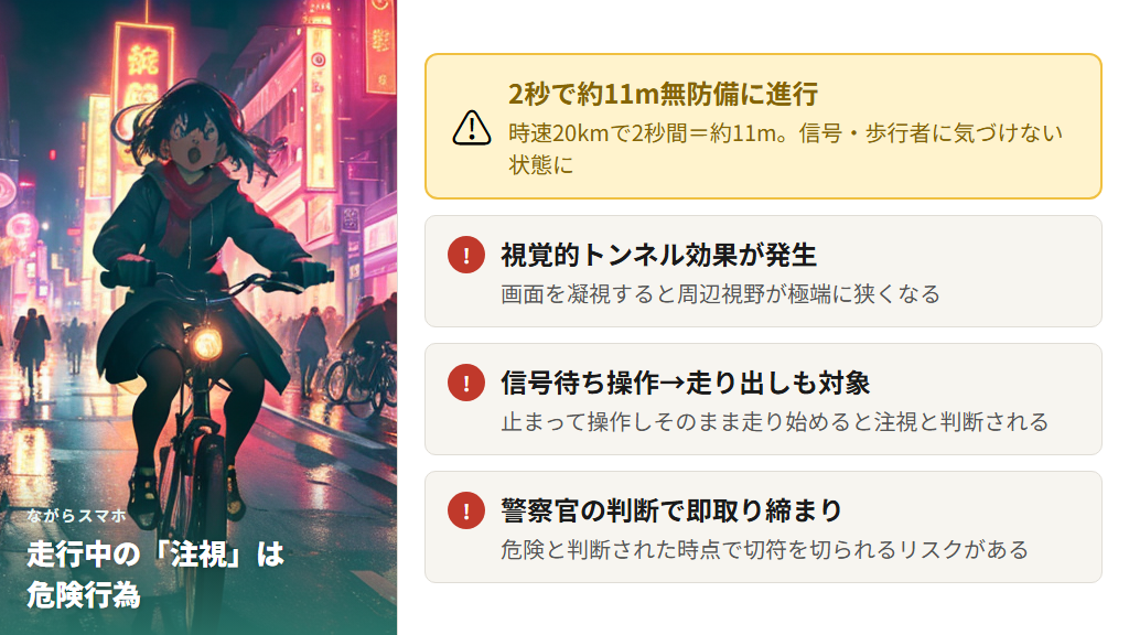 走行中に「注視」すると違反になる - 2秒間のリスク