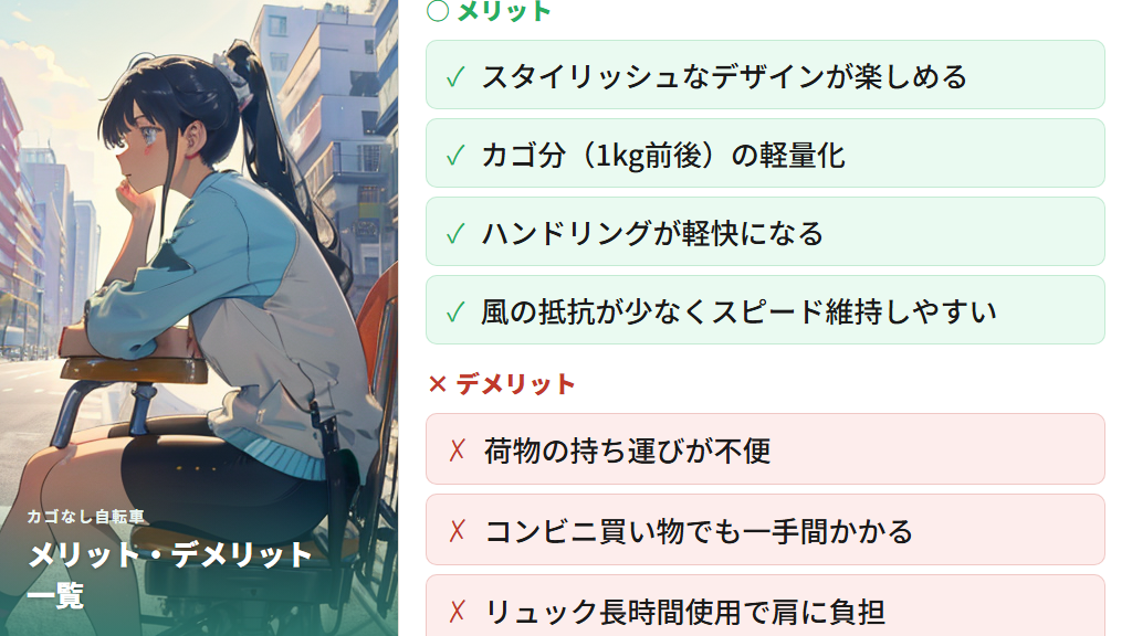 カゴなし自転車のデメリットと不便さを正直に解説