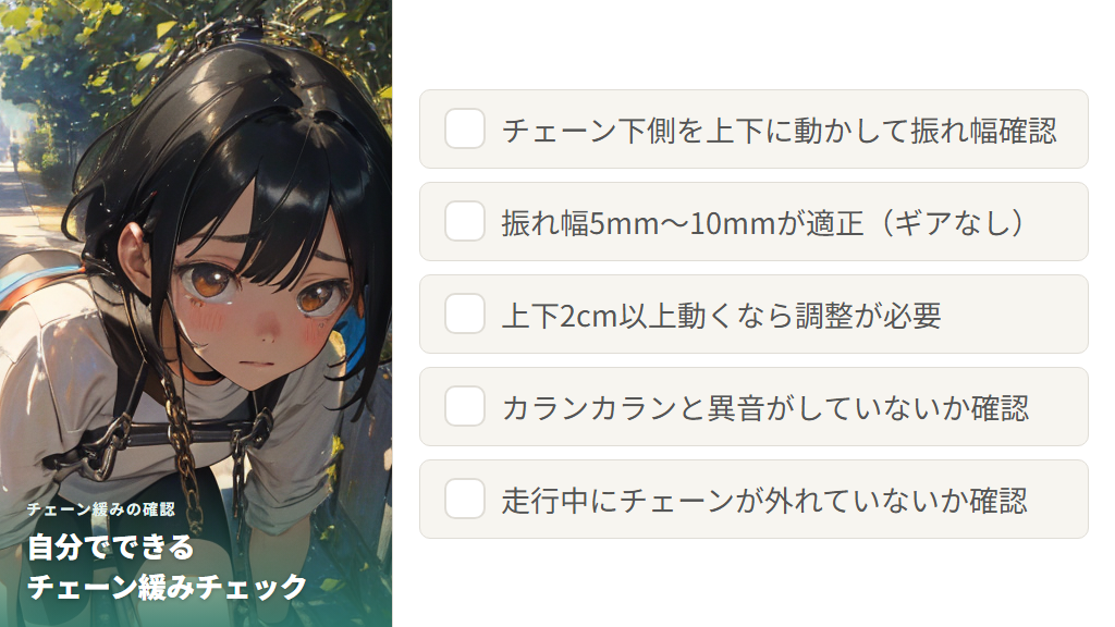 自分でできるチェーン緩みの確認方法