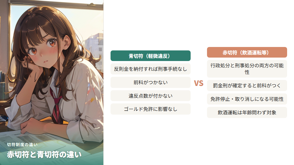 飲酒運転に切られる赤切符と青切符の違い