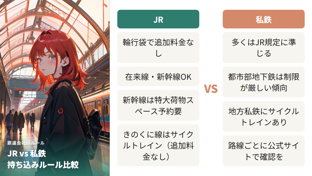 JR・私鉄の自転車持ち込みルールの違いと確認ポイント