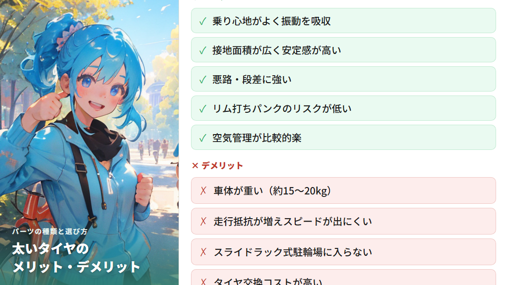 タイヤが太い自転車のメリット5つ｜乗り心地・安定性・パンク耐性