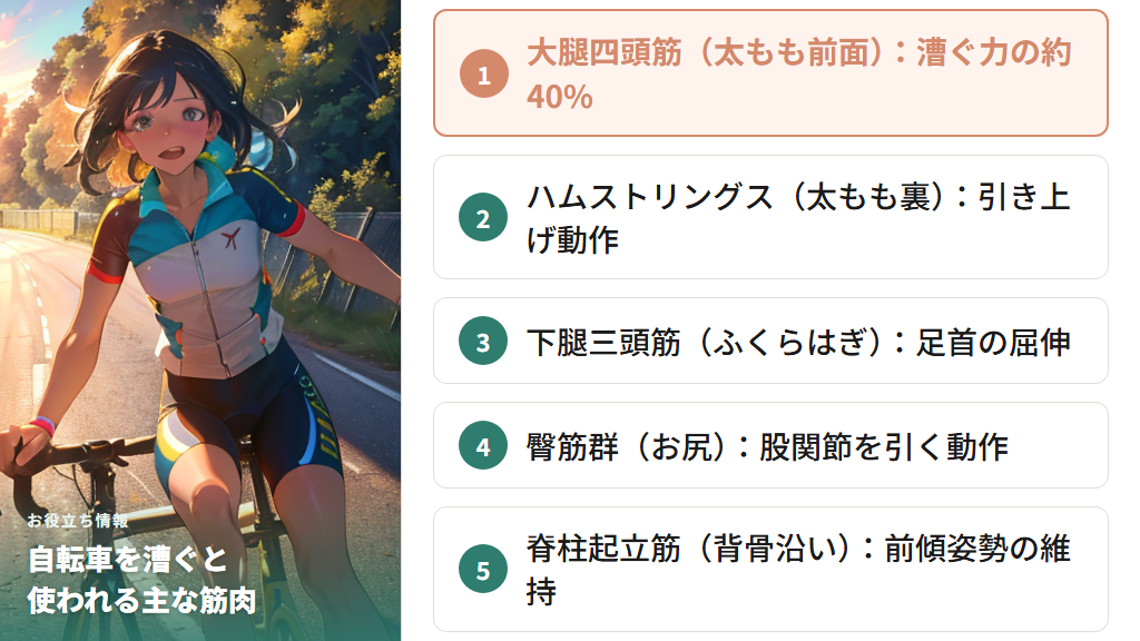 自転車を漕ぐところ｜どの筋肉が使われるのか