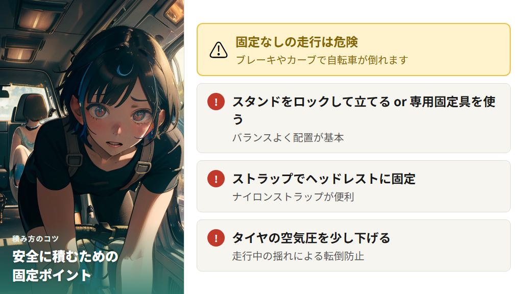 自転車を安全に積むための固定方法と車内保護のコツ