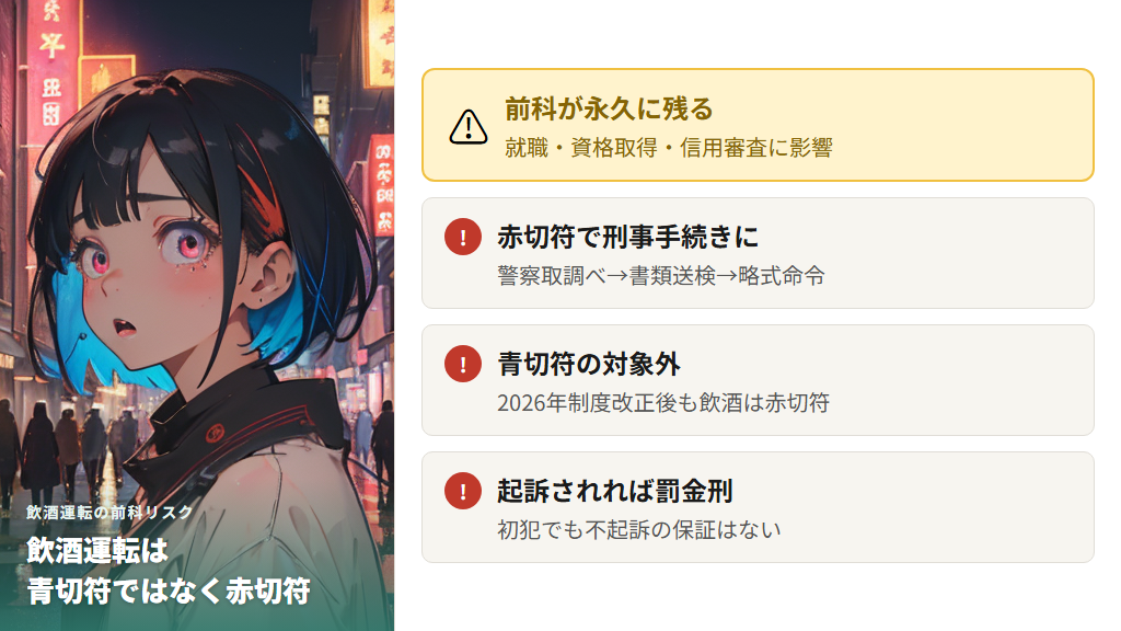 飲酒運転に青切符は使えない理由と前科リスク
