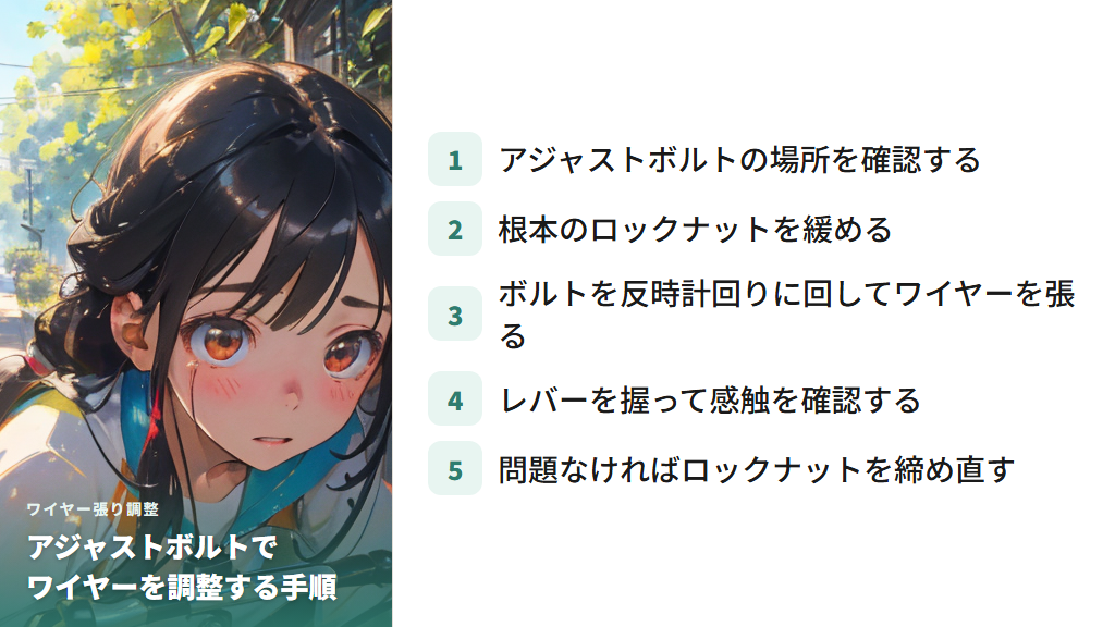 自分でできるワイヤー張り調整と汚れ取りの手順