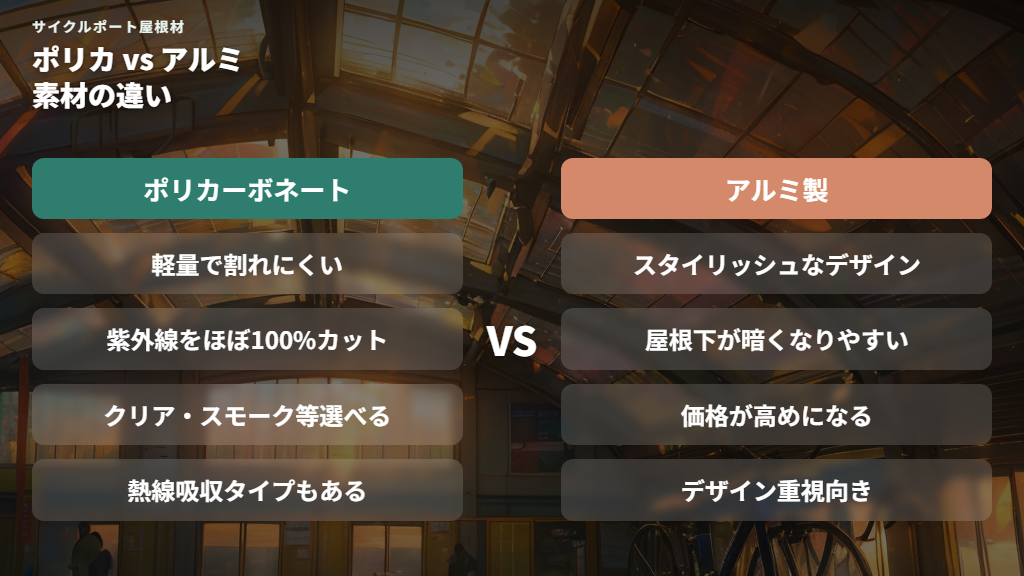 屋根材（ポリカーボネート・アルミ）の種類と選び方