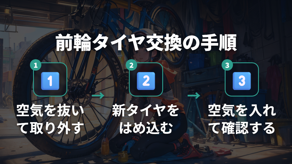 前輪タイヤ交換の具体的な手順