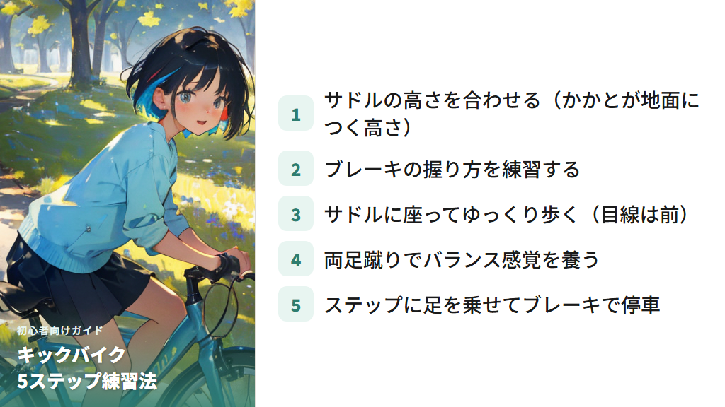 キックバイクの上達を助ける5ステップの練習法