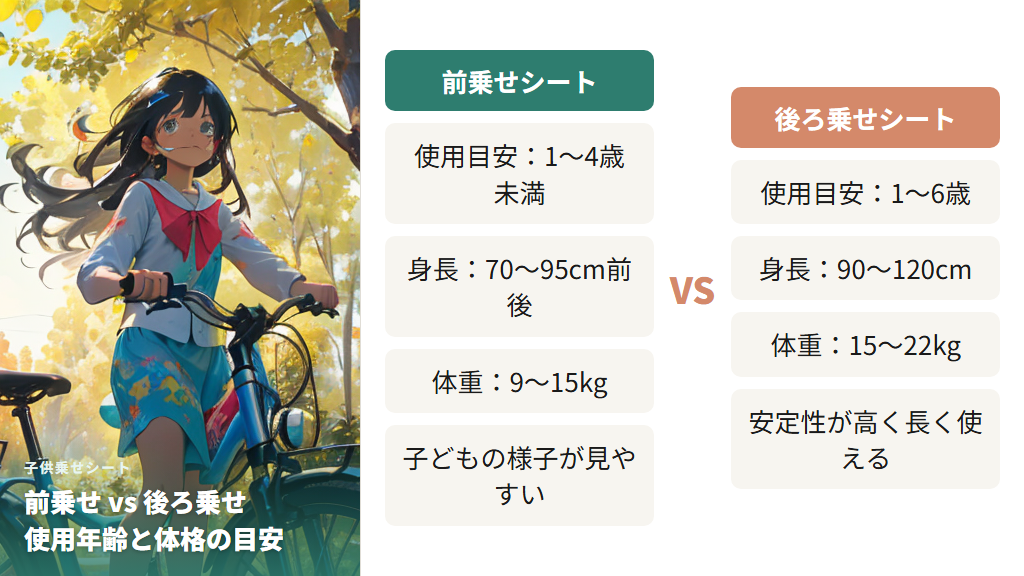 前乗せはいつからいつまで?後ろ乗せはいつから?体格の目安