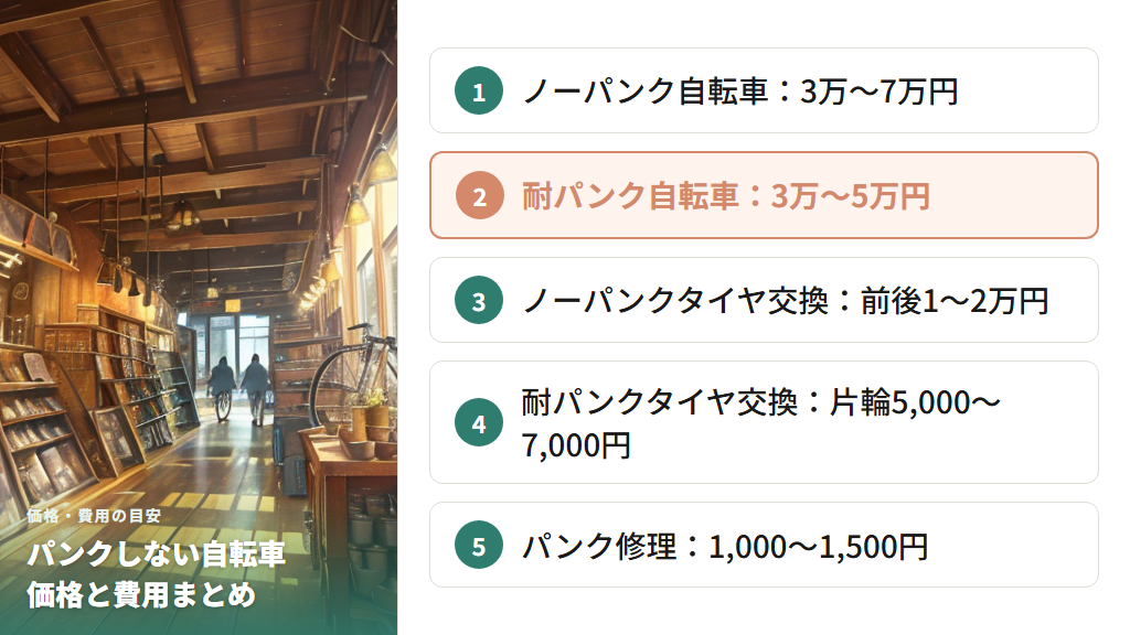パンクしない自転車の価格・購入先・交換費用