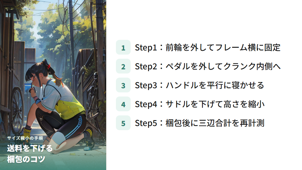 サイズを小さくして自転車の送料を節約する具体的なコツ