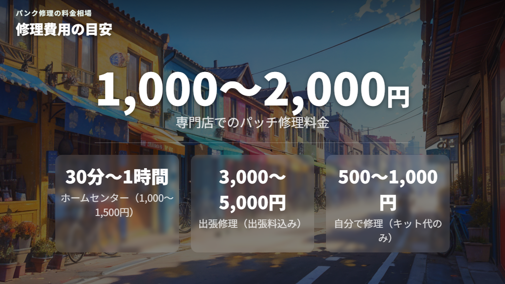 パンク修理の料金相場と時間あたりのコスト感