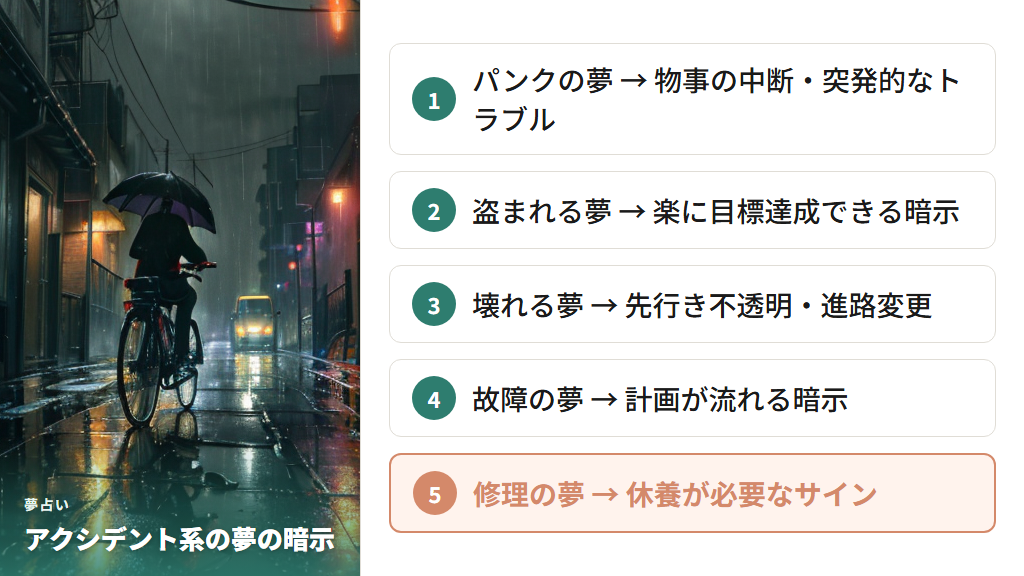 自転車がパンク・盗まれる・壊れる夢の吉凶