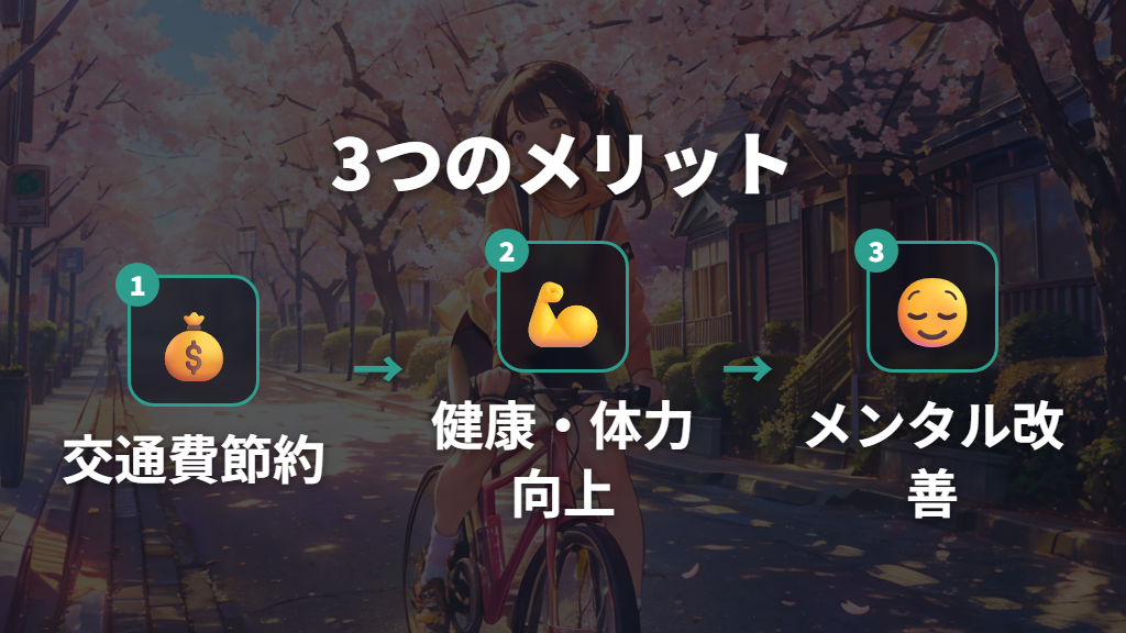 自転車通勤30分で得られる3つのメリット