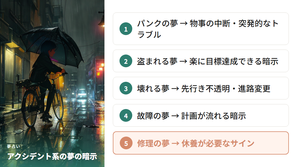 自転車がパンク・盗まれる・壊れる夢の吉凶