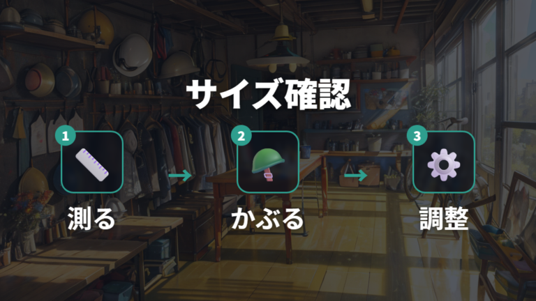 頭に合うサイズと形の選び方を店頭で確認する