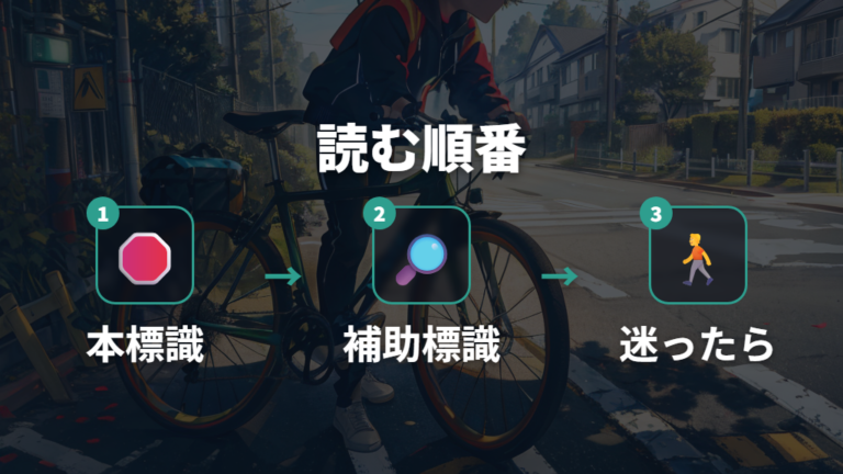 補助標識がある道の通り方を順番に確認する