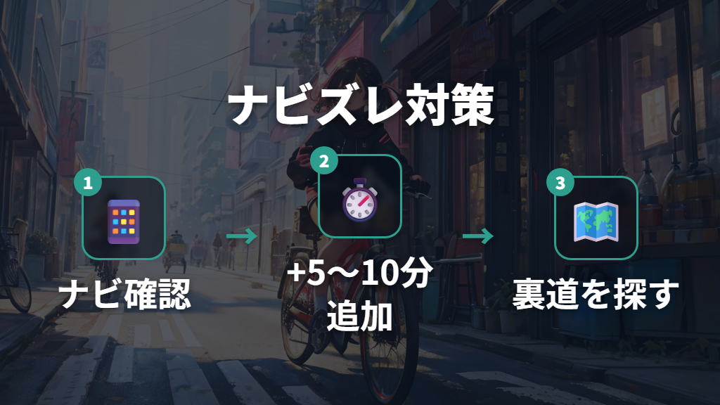 ナビアプリの表示時間と実際のズレを埋めるコツ