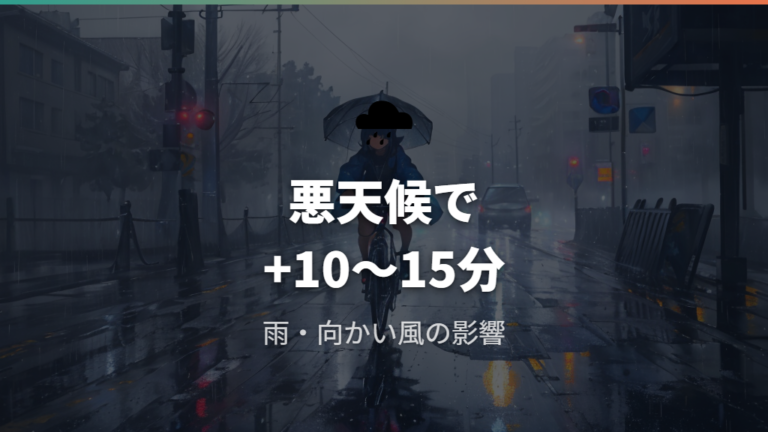 雨や向かい風がもたらす所要時間の変動幅