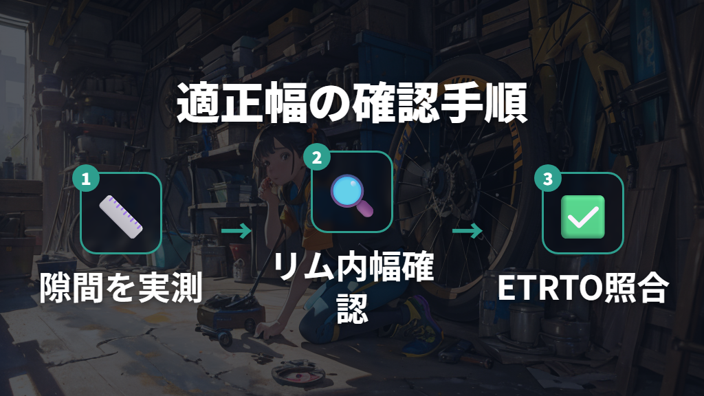 フレームとリムに合う適正幅の検証方法