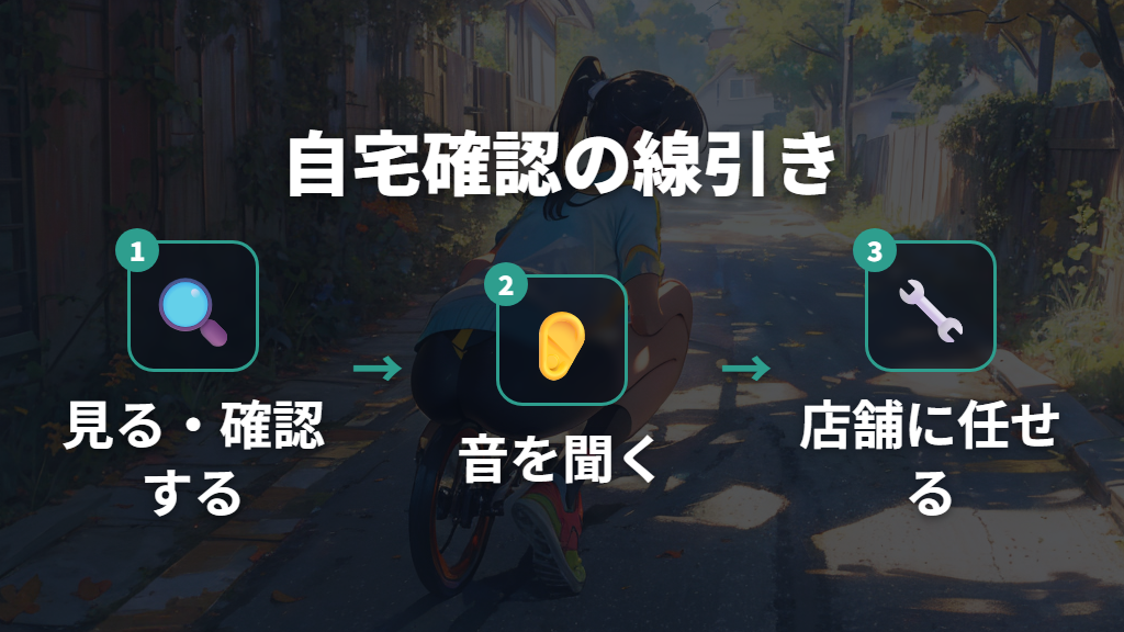 自分で確認する範囲と修理目安は後輪やギアの分解前で線引きする