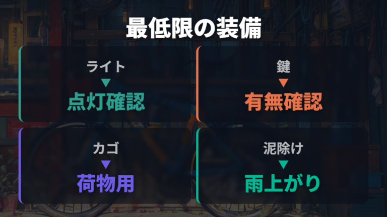 失敗しない最低限の装備はライト・鍵・カゴだけでは終わらない