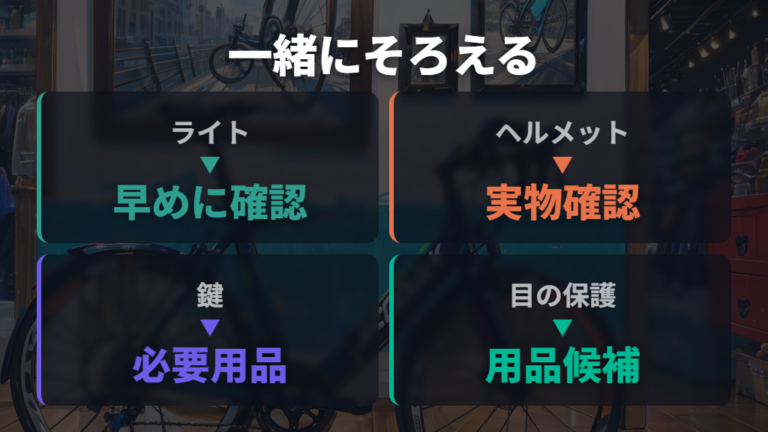 自転車本体と一緒にそろえる用品も確認する